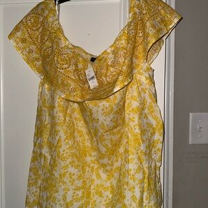 Lane Bryant Yellow Floral Blouse